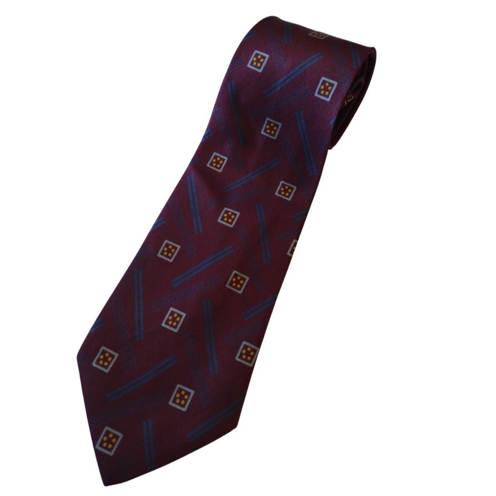 GIORGIO ARMANI Neckwear Tie Men's‎ Silk Made ITALY Luxury Geometric Burgundy